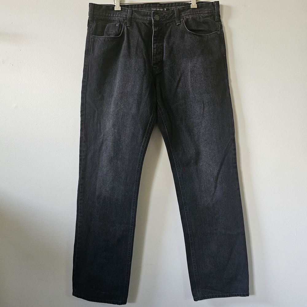 Calvin Klein Rocker Jeans Men's Size 36‎ Straight Leg Black Very Nice!